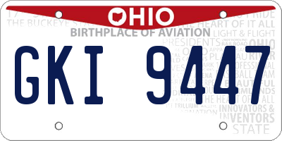 OH license plate GKI9447