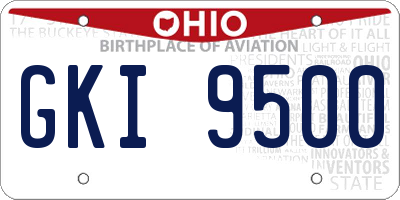 OH license plate GKI9500