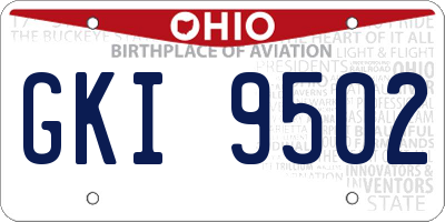 OH license plate GKI9502