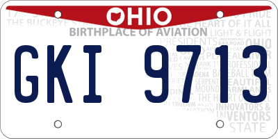 OH license plate GKI9713