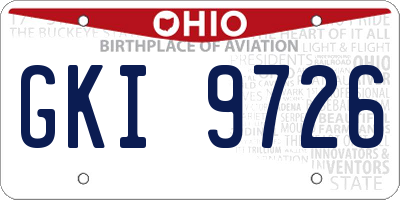 OH license plate GKI9726