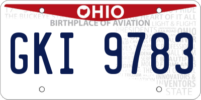 OH license plate GKI9783
