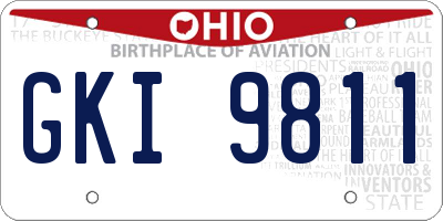 OH license plate GKI9811