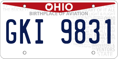 OH license plate GKI9831