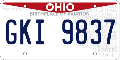 OH license plate GKI9837
