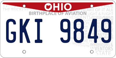 OH license plate GKI9849