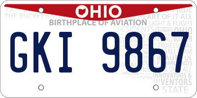 OH license plate GKI9867