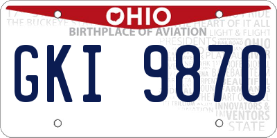 OH license plate GKI9870