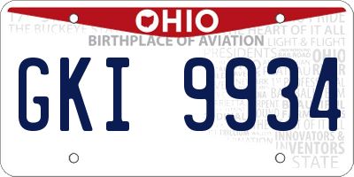 OH license plate GKI9934