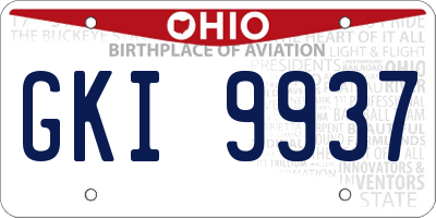 OH license plate GKI9937