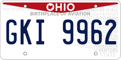 OH license plate GKI9962