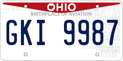 OH license plate GKI9987