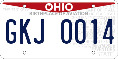 OH license plate GKJ0014