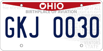 OH license plate GKJ0030