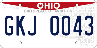 OH license plate GKJ0043