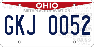 OH license plate GKJ0052