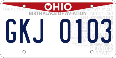OH license plate GKJ0103