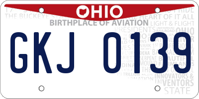OH license plate GKJ0139