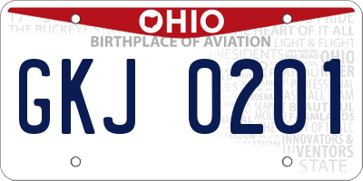 OH license plate GKJ0201