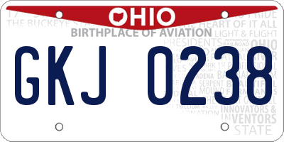 OH license plate GKJ0238
