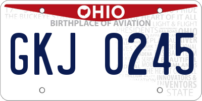 OH license plate GKJ0245