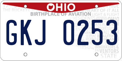 OH license plate GKJ0253