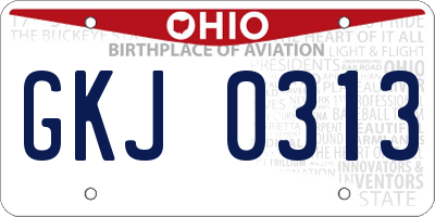 OH license plate GKJ0313