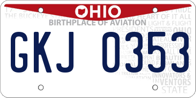OH license plate GKJ0353