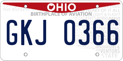 OH license plate GKJ0366