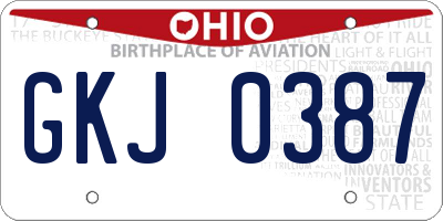 OH license plate GKJ0387