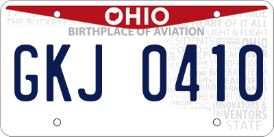 OH license plate GKJ0410