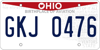 OH license plate GKJ0476