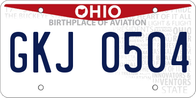 OH license plate GKJ0504