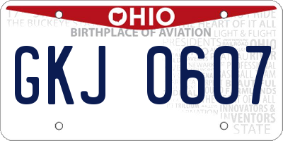 OH license plate GKJ0607