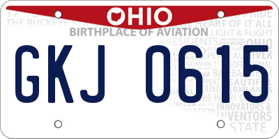 OH license plate GKJ0615