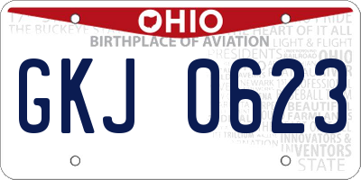 OH license plate GKJ0623