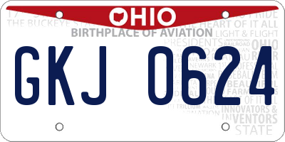 OH license plate GKJ0624