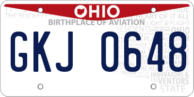 OH license plate GKJ0648
