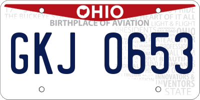 OH license plate GKJ0653