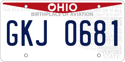 OH license plate GKJ0681