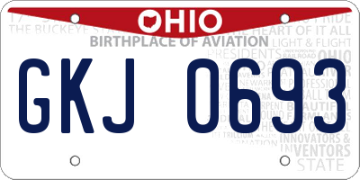 OH license plate GKJ0693