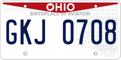 OH license plate GKJ0708