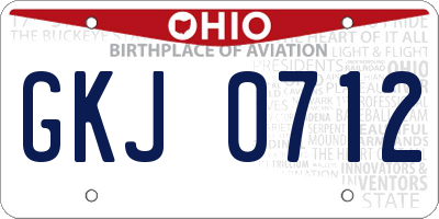 OH license plate GKJ0712