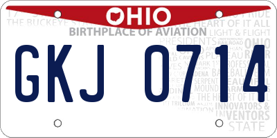OH license plate GKJ0714
