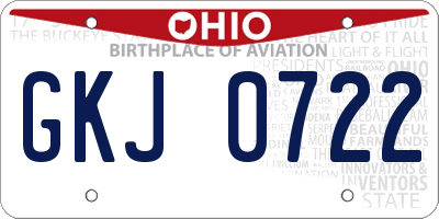 OH license plate GKJ0722
