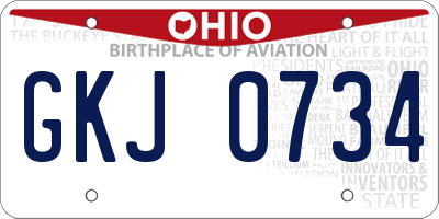 OH license plate GKJ0734