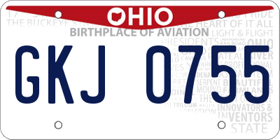 OH license plate GKJ0755