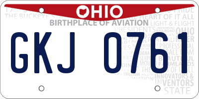 OH license plate GKJ0761