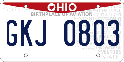 OH license plate GKJ0803