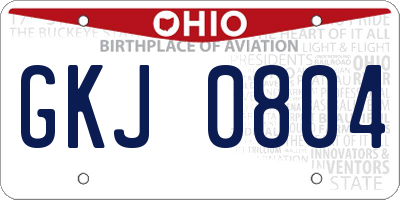 OH license plate GKJ0804